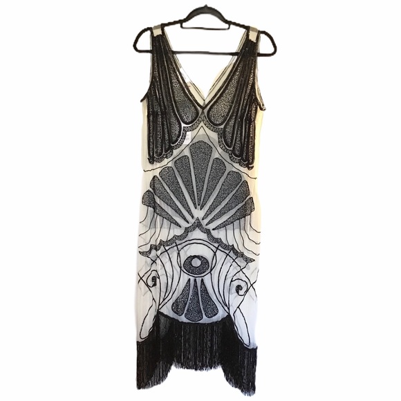 Unique Vintage Flapper-like Sheer Dress NWT - Picture 9 of 13